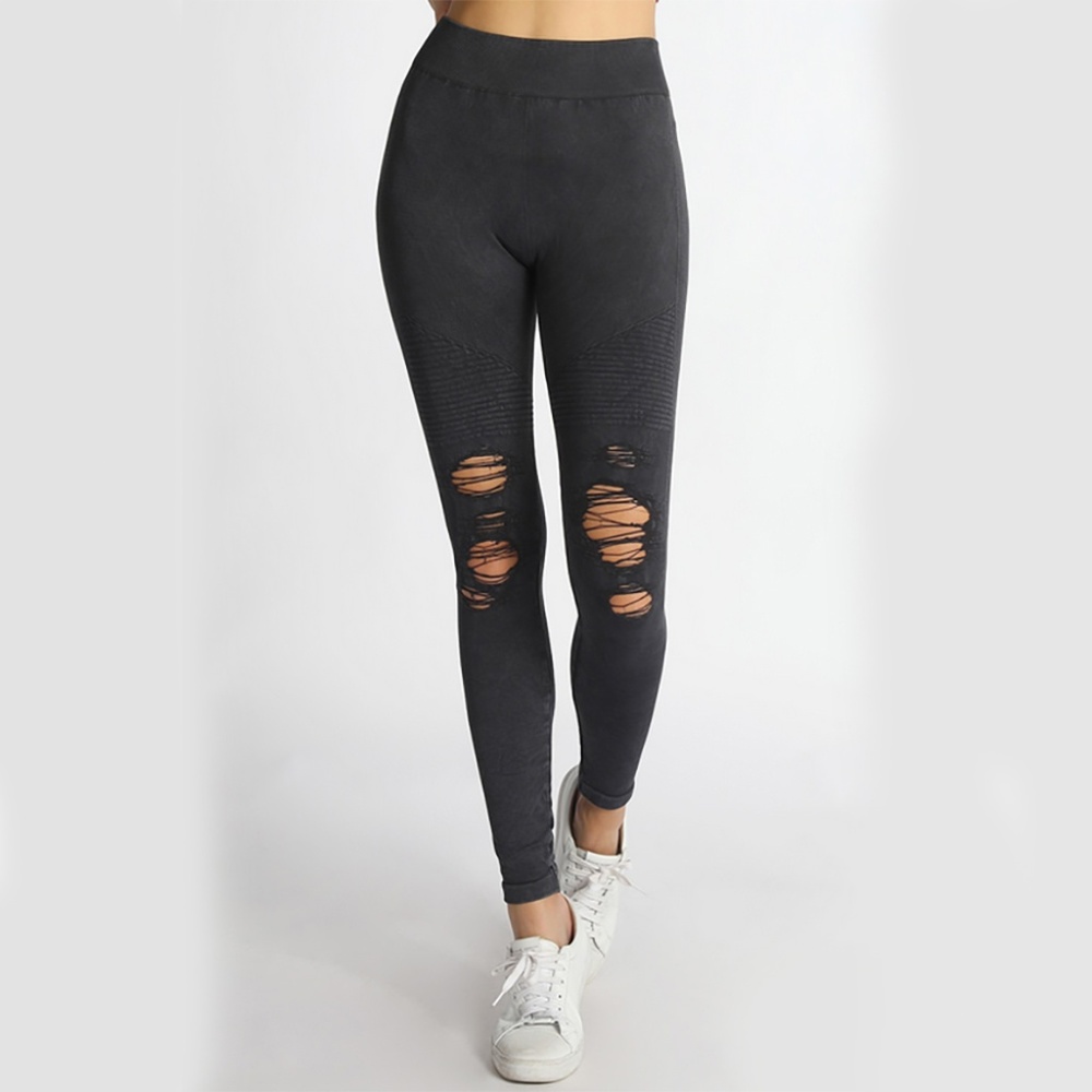 Seamless Vintage Dye Distressed Leggings